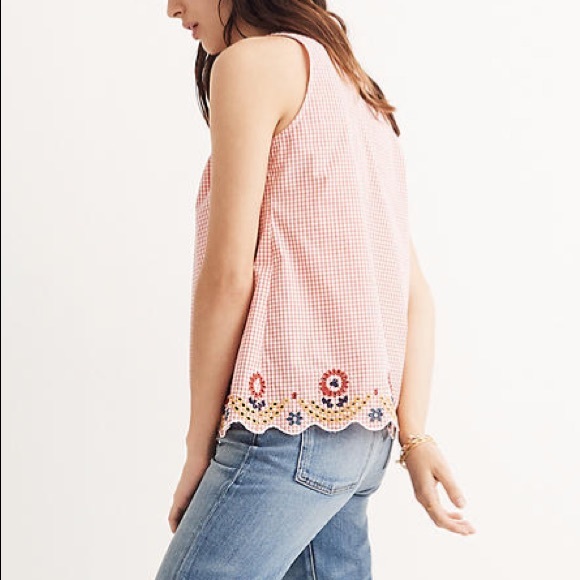 Madewell Embroidered Gingham Tank Top - Picture 2 of 8